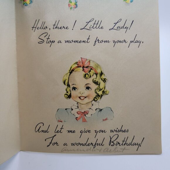 Vintage Happy Birthday Card For Little Lady Floral Note - Picture 3 of 6
